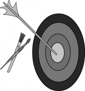 Alvo pintado em torno de flecha