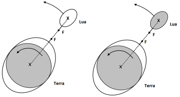 Sistema Terra-Lua, segundo Newton.