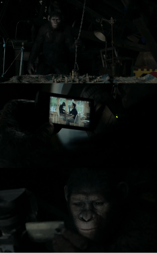 Caesar vê imagens da infância em seu antigo quarto (no sótão)